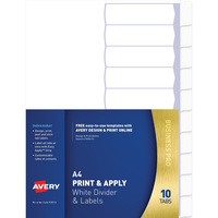 AVERY L7455-10 INDEXMAKER LBL A4 10 Tabs Punched White Includes 10 Tabs