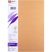 QUILL 120GSM A4 METALLIQUE Paper Autumn Gold 25 Sheets Pack