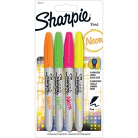 SHARPIE NEON PERMANENT MARKERS 1.0mm Fine Neon Asst Pack of 4