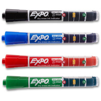 EXPO WHITEBOARD MARKER Ink Indicator Chisel Black Red Blue and Green Pack of 4