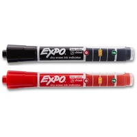 EXPO WHITEBOARD MARKER Ink Indicator Chisel Black and Red Pack of 2