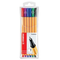 STABILO FINELINER POINT 88 0.4mm Assorted Wallet of 6