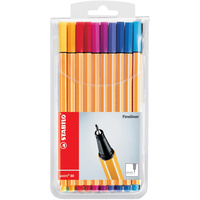 STABILO FINELINER POINT 88 0.4mm Assorted Wallet of 20