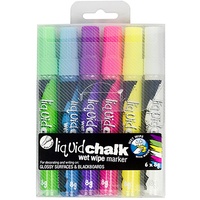 TEXTA LIQUID CHALK Wet Wipe Bullet 4.5mm Nib Assorted Wallet of 6