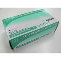 STYLUS LATEX GLOVES Cream Powder Free Small/Medium Box of 100