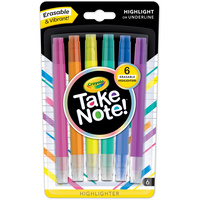 CRAYOLA ERASABLE HIGHLIGHTERS Pack of 6