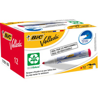 BIC 1701 WHITEBOARD MARKERS Eco Bullet Red Pack of 12