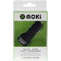 Moki Dual USB Car Charger Black