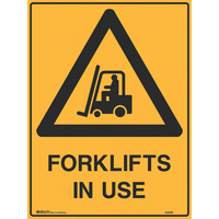 BRADY WARNING SIGN Forklifts In Use 600x450 Metal