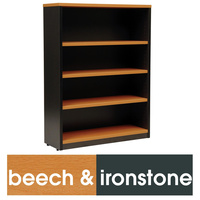 LOGAN BOOKCASE 1200MM X 900MM 3 Shelves Beech & Ironstone