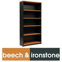 LOGAN BOOKCASE 1800MM X 900MM 4 Shelves Beech & Ironstone