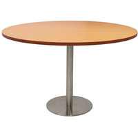 RAPIDLINE CIRCULAR MEETING TABLE 600mm Dia DISC BASE Beech Stainless Steel