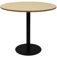 RAPIDLINE CIRCULAR MEETING TABLE 600mm Dia DISC BASE Natural Oak with Black