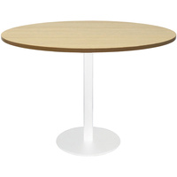 RAPIDLINE CIRCULAR MEETING TABLE 600mm Dia DISC BASE Natural Oak White Satin