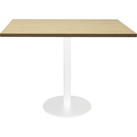 RAPIDLINE SQUARE TOP TABLE 900x900mm CIRCULAR BASE Natural Oak White Satin