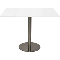 RAPIDLINE SQUARE TOP TABLE 900x900mm CIRCULAR BASE Natural White Stainless Steel