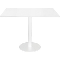 RAPIDLINE SQUARE TOP TABLE 900x900mm CIRCULAR BASE Natural White White Satin