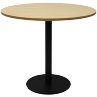 RAPIDLINE CIRCULAR MEETING TABLE 900mm Dia Disc Base Natural Oak with Black