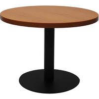 RAPIDLINE CIRCULAR COFFEE TABLE 600mm Dia Flat Disc Base Cherry with Black