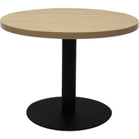 RAPIDLINE CIRCULAR COFFEE TABLE 600mm Dia Flat Disc Base Natural Oak with Black