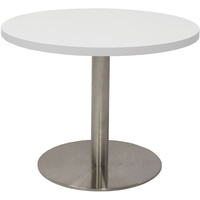 RAPIDLINE CIRCULAR COFFEE TABLE 600mm Dia Flat Disc Base Natural White Stainless Steel