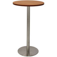 RAPIDLINE CIRCULAR DRY BAR TABLE 600mm Dia DISC BASE Cherry Stainless Steel