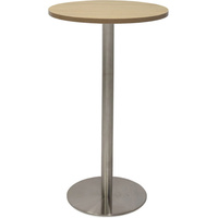 RAPIDLINE CIRCULAR DRY BAR TABLE 600mm Dia DISC BASE Natural Oak Stainless Steel