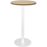 RAPIDLINE CIRCULAR DRY BAR TABLE 600mm Dia DISC BASE Natural Oak White Satin