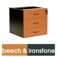 LOGAN FIXED PEDESTAL 3 Drawers Beech & Ironstone