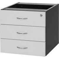 LOGAN FIXED PEDESTAL 3 Drawers White & Ironstone