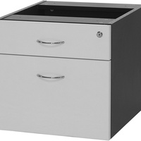 LOGAN FIXED PEDESTAL 1 Standard & 1 Filing Drawer White & Ironstone