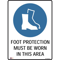 SAFETY SIGNAGE - MANDATORY Foot Protection Must Be Worn 450mmx600mm Metal