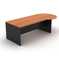 OM P SHAPE DESK W2100 x D900/1050 x H720mm Cherry Charcoal