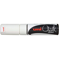 UNI CHALK MARKER 8.0mm Chisel Tip White