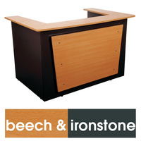 LOGAN RECEPTION COUNTER 1800X1090 Beech & Ironstone