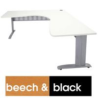 RAPID SPAN CORNER WORKSTATION W1800xD1500xH700mm Beech & Black