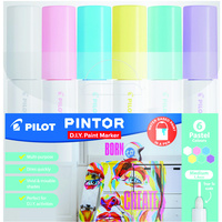 PILOT PINTOR PAINT MARKER Medium 1.4mm Pastel Colours Wallet of 6