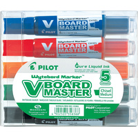 PILOT BEGREEN V MASTER S Chisel Whiteboard Markers Assorted Colours Pack of 5