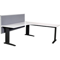 SUMMIT CORNER WORKSTATION White Frame Cable Beam 1500mm x 1500mm x 750mm White Top