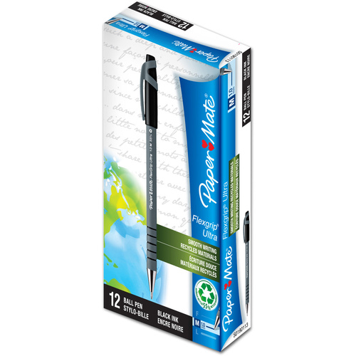 Paper Mate Flexgrip Ultra Recycled Pens - Medium Pen Point - Blue